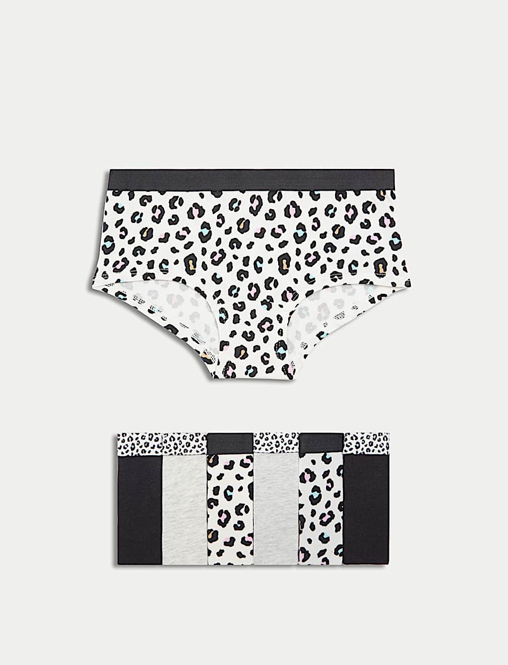 7pk Cotton with Stretch Leopard Shorts (5-16 Yrs)