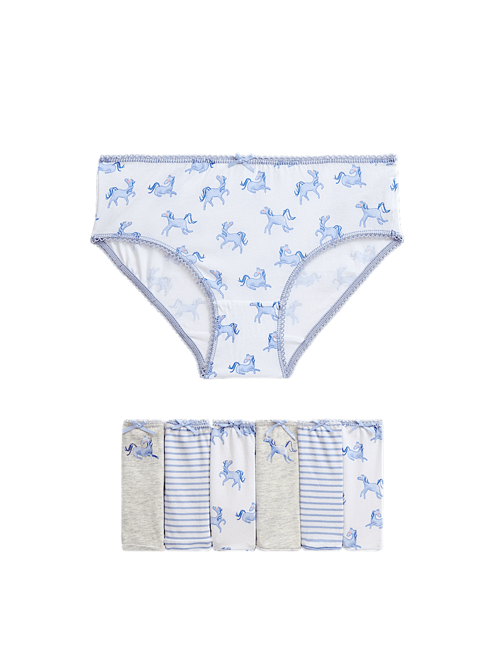 7pk Cotton with Stretch Unicorn Knickers (2-12 Yrs)