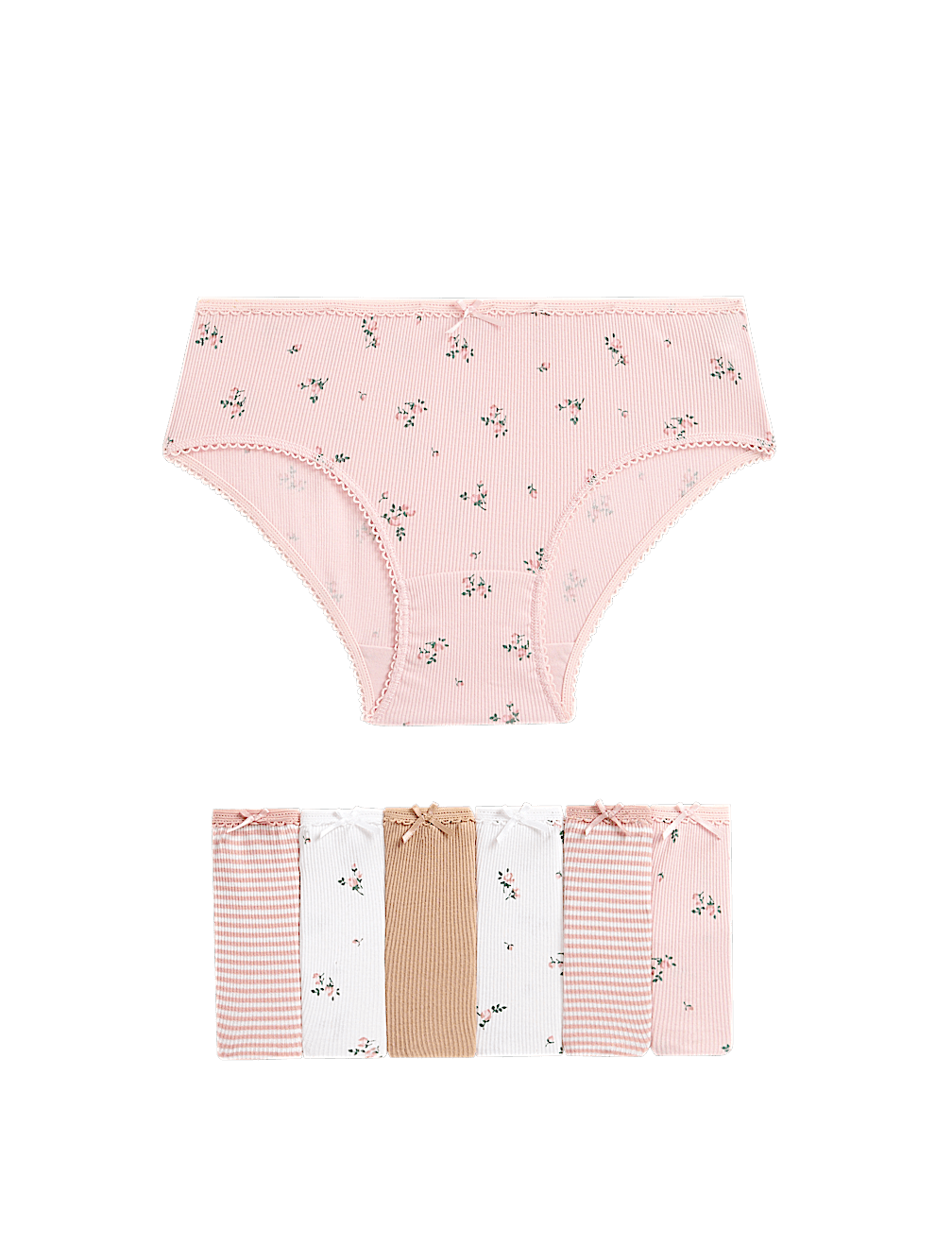 7pk Cotton with Stretch Floral Knickers (2-12 Yrs)