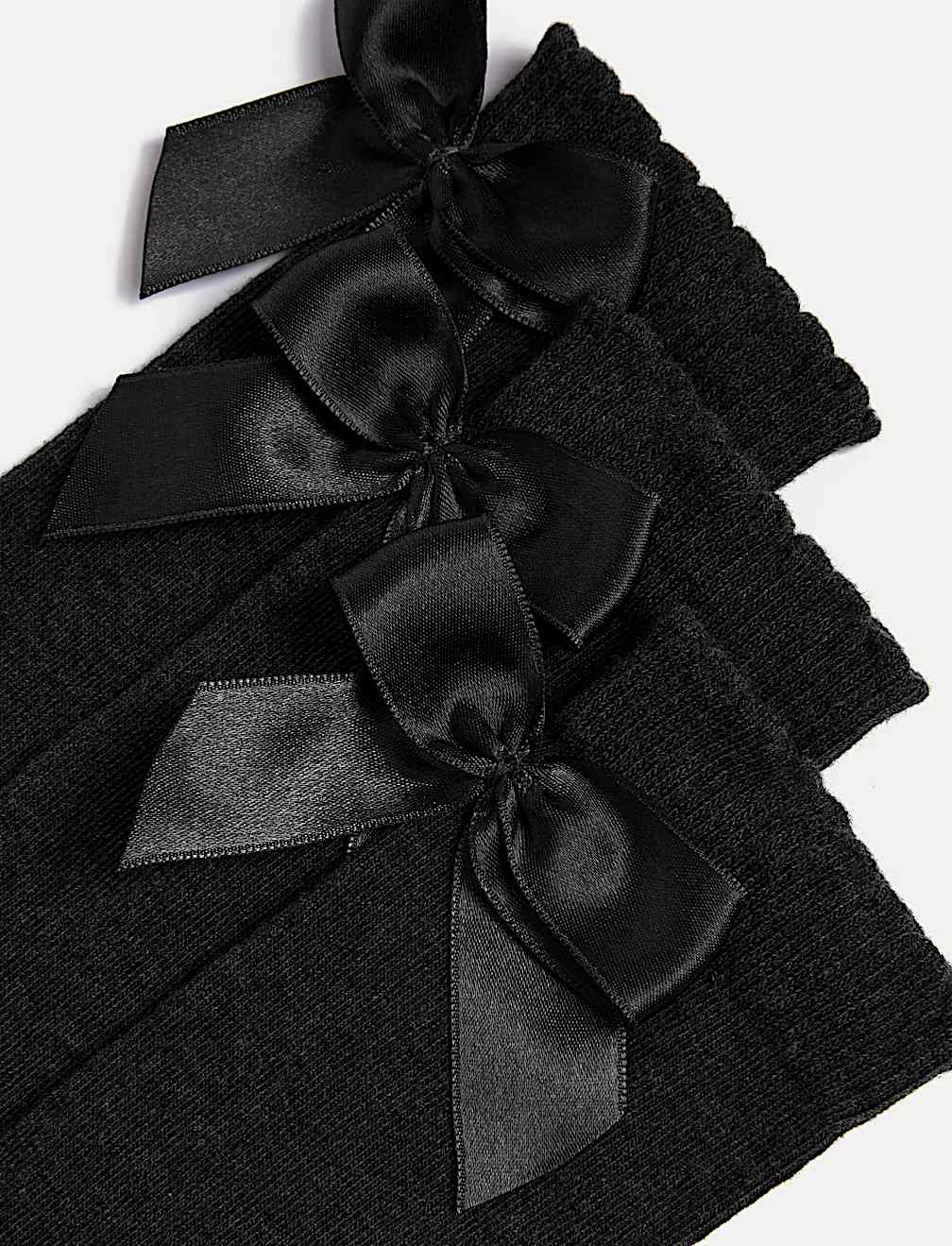 3p Cotton Rich Picot Knee High Bow Socks (6-8&frac12; Small - 4-7 Large)