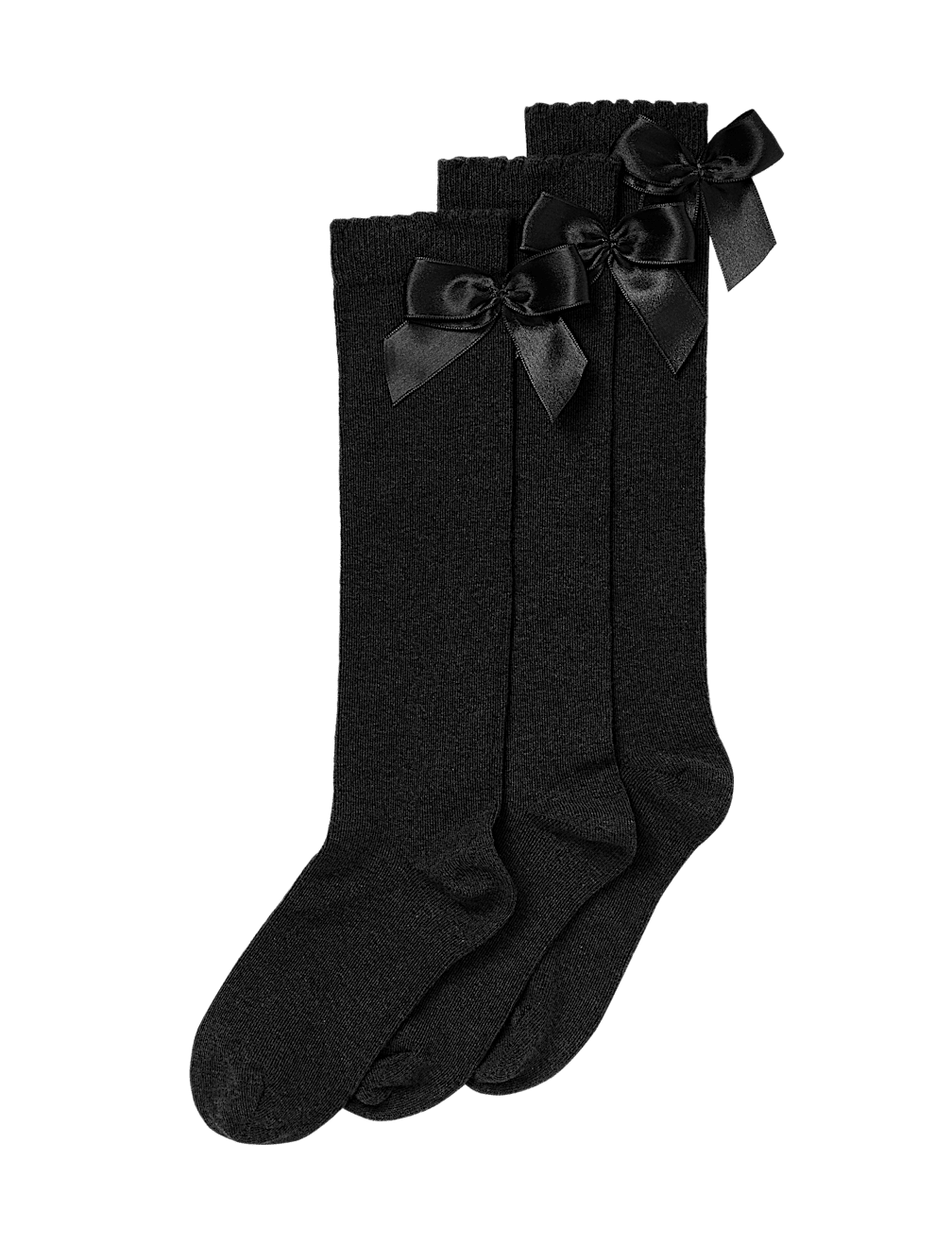 3p Cotton Rich Picot Knee High Bow Socks (6-8&frac12; Small - 4-7 Large)