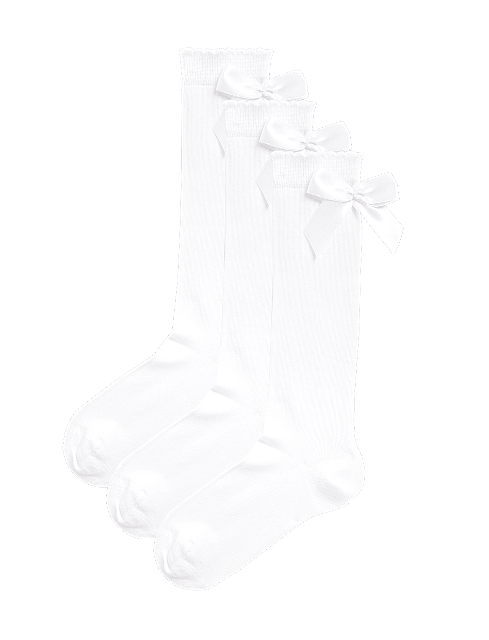3p Cotton Rich Picot Knee High Bow Socks (6-8&frac12; Small - 4-7 Large)