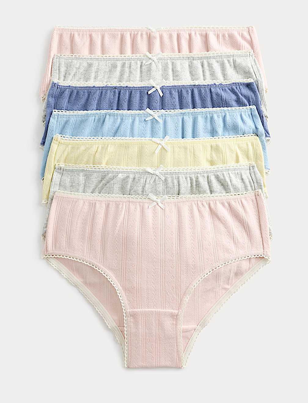 7 Pack Cotton with Stretch Pointelle Knickers (18 Mths-14 Yrs)