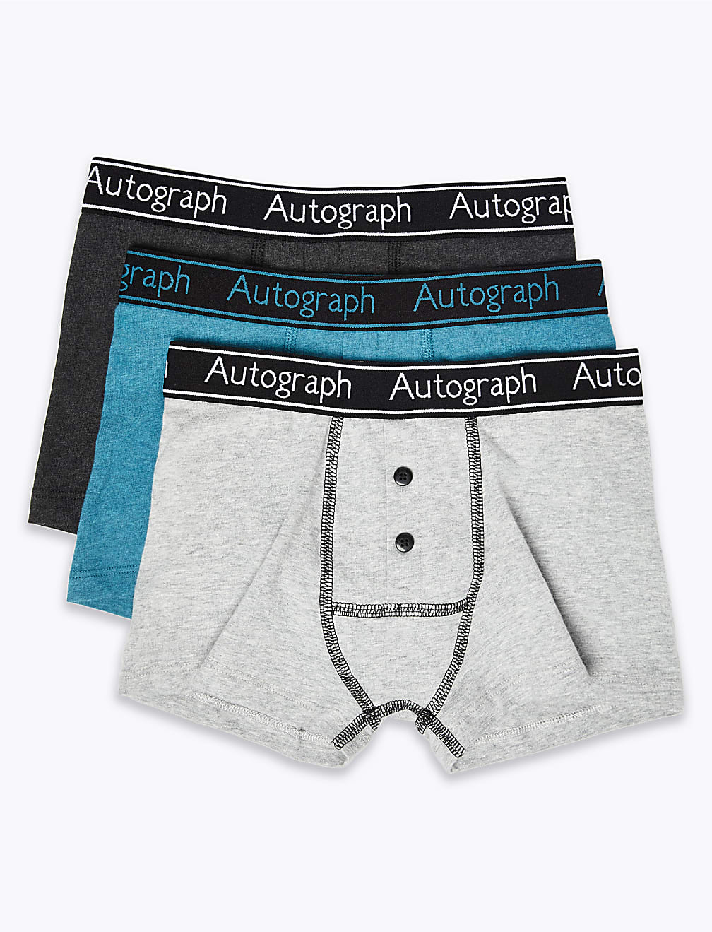 3 Pack Cotton With Lycra® Trunks (6-16 Years)