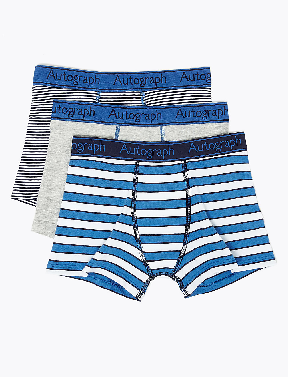 3 Pack Cotton with Lycra® Striped Trunks (6-16 Yrs)