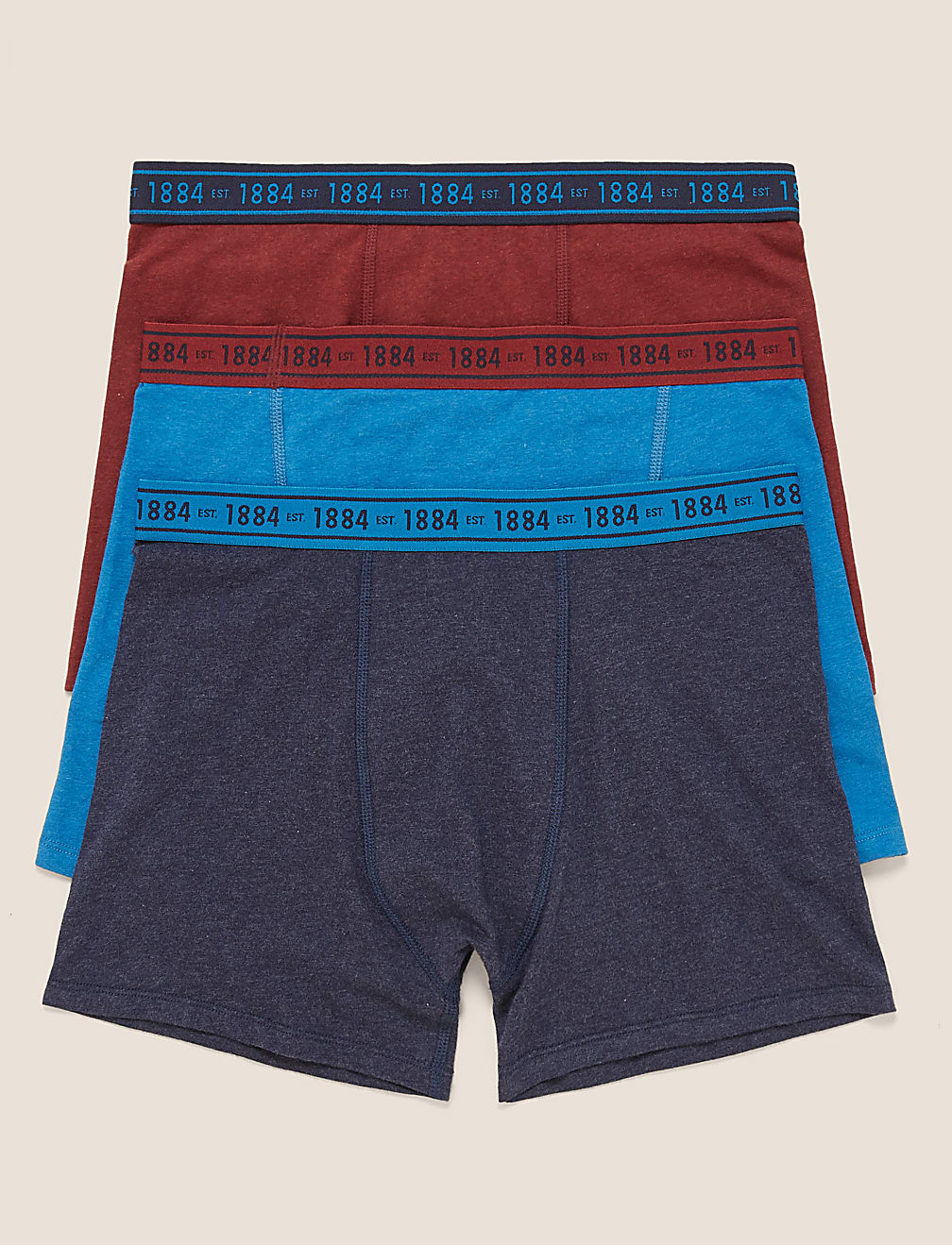 3pk Cotton with Lycra® Plain Trunks