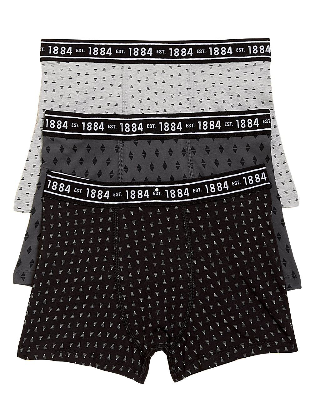 3pk Cotton with Stretch Printed Trunks