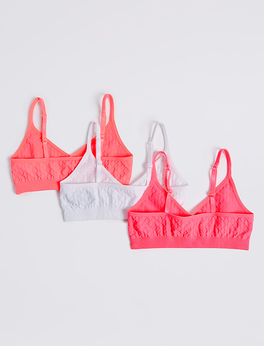 3 Pack Jacquard Seamfree Cropped Tops (6-16 Years)