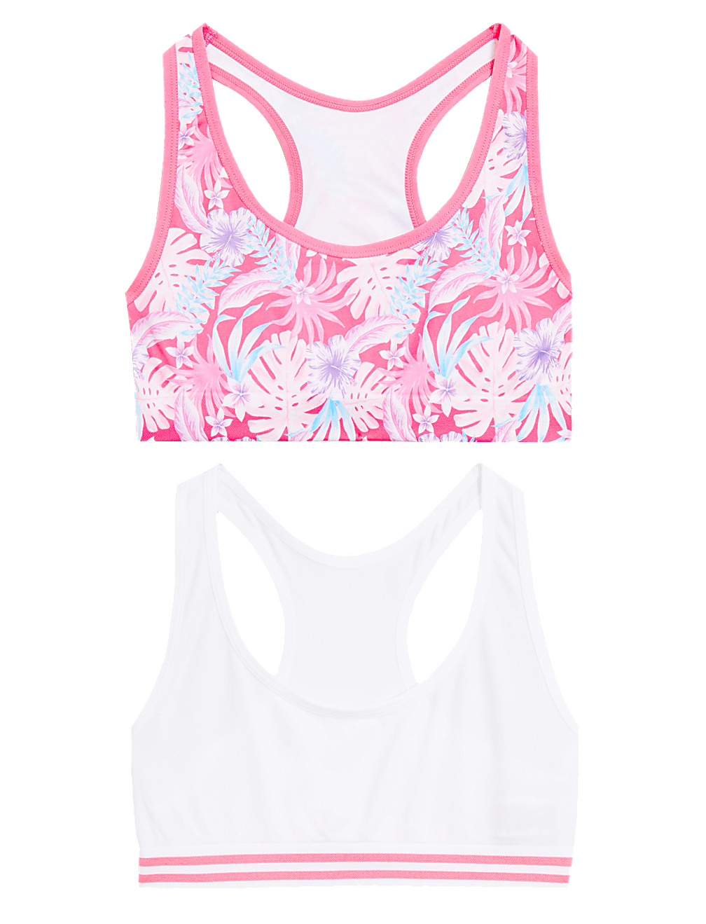 2pk Seamfree Tropical Print Crop Tops