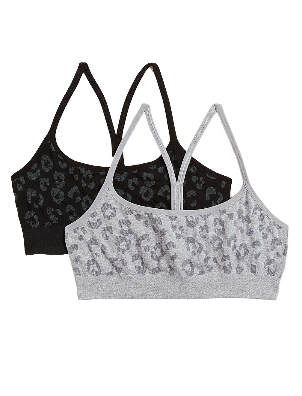 2pk Seamfree Leopard Racerback Crop Tops (9-16 Yrs)