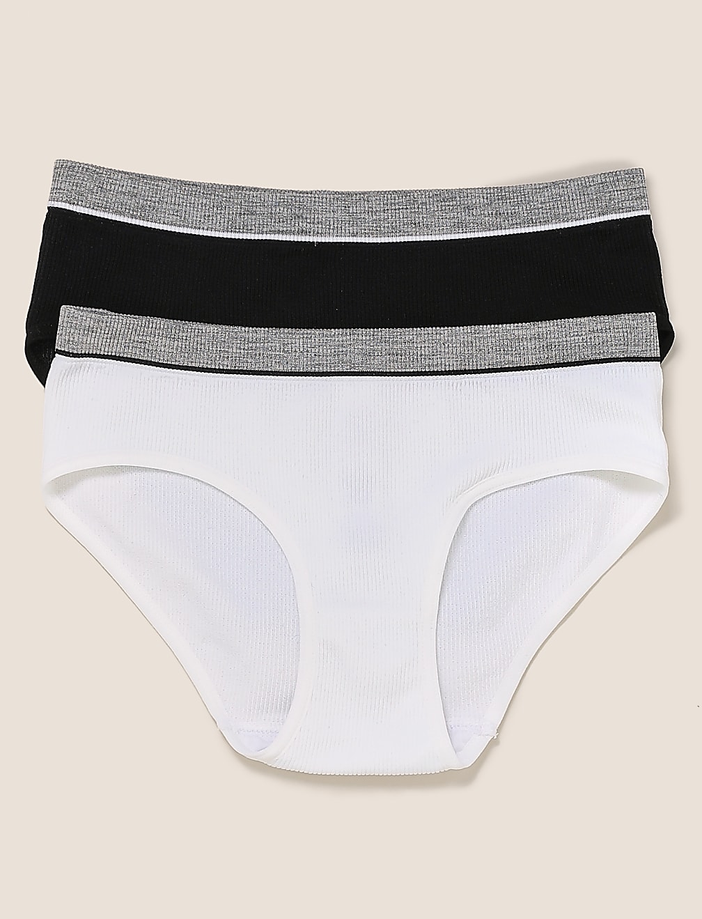 2pk Ribbed Knickers (6-16 Yrs)