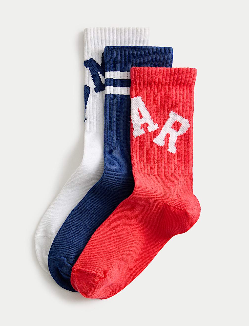 3 Pack Cotton Rich Slogan Ankle Socks (6 Small - 7 Large)