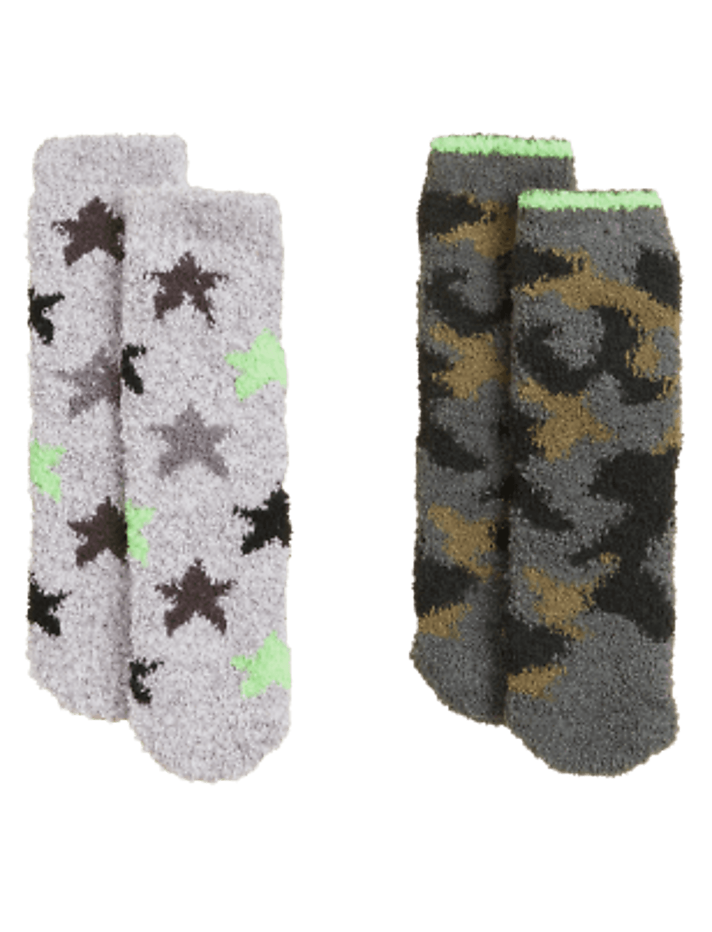 2pk Camouflage & Star Cosy Socks