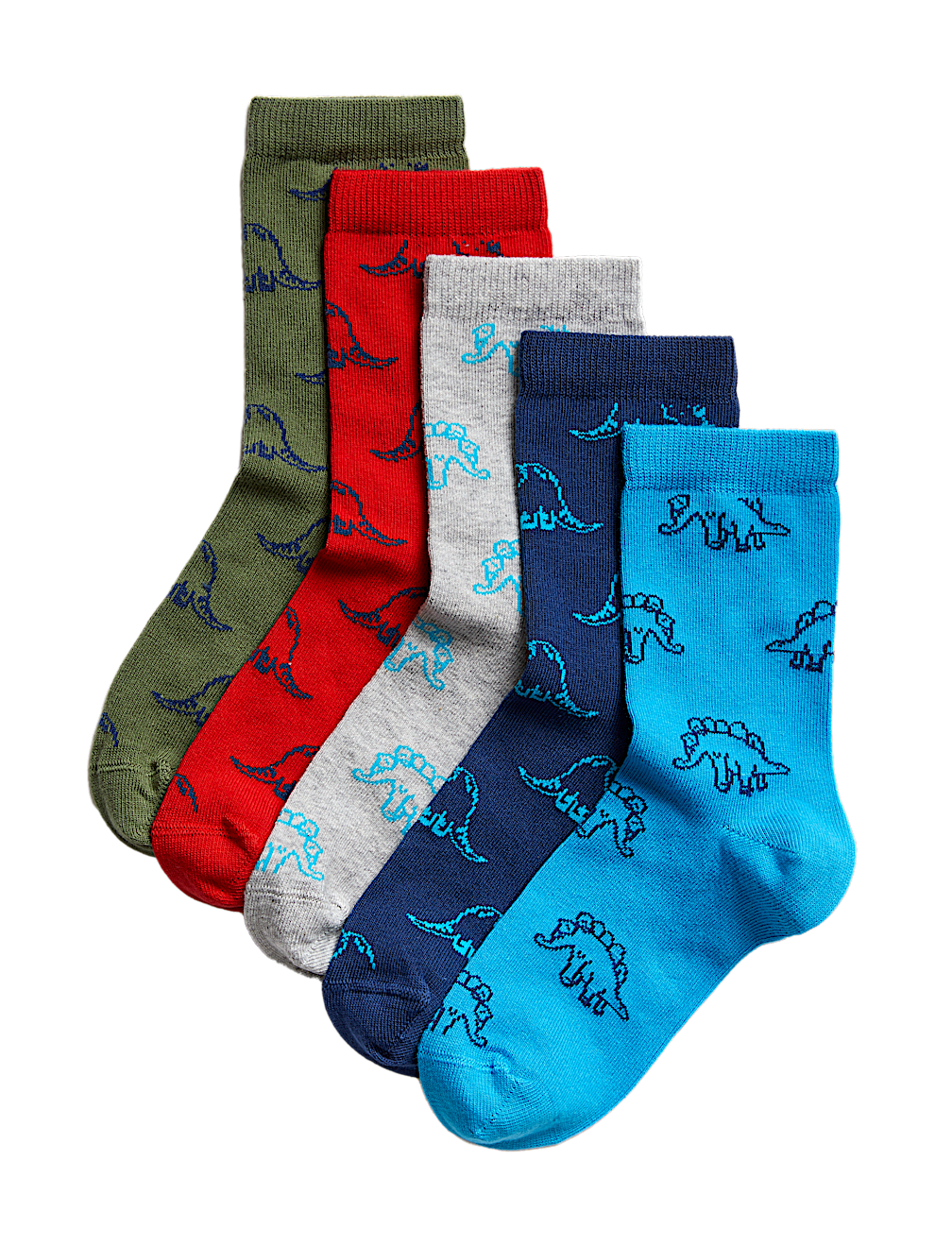 5pk Cotton Rich Dinosaur Socks (6 Small –7 Large)