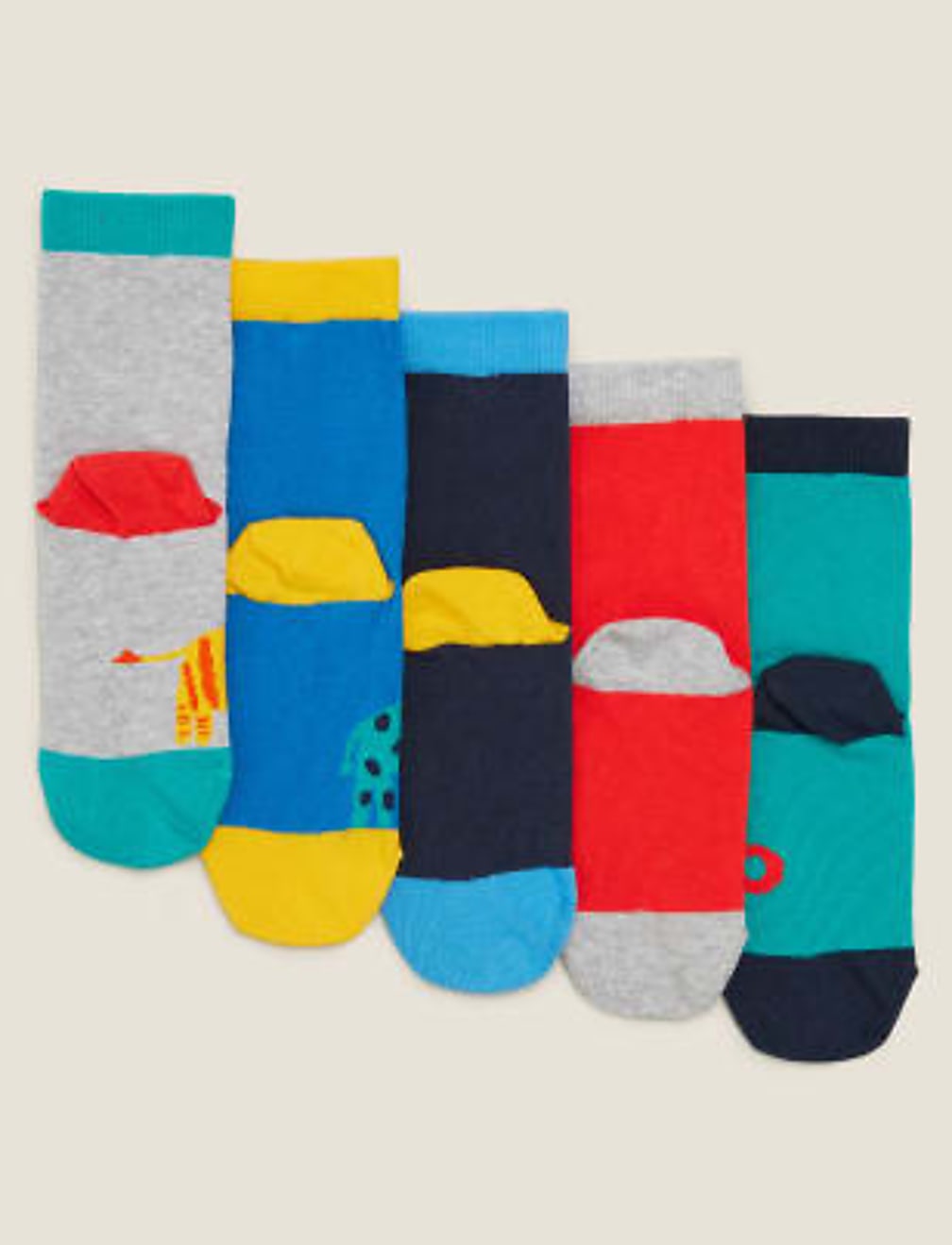5pk Cotton Rich Animal Socks