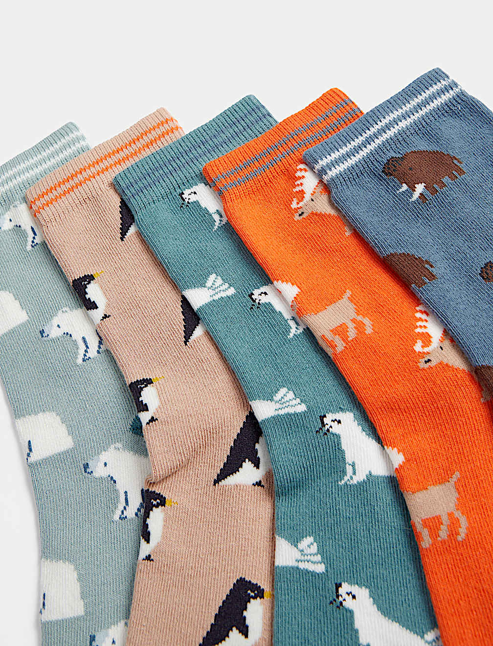 5pk Cotton Rich Animal Socks (6 Small - 7 Large)