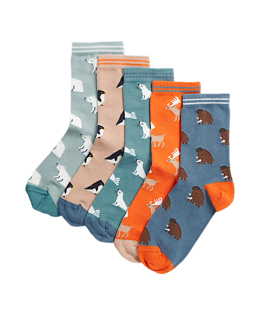 5pk Cotton Rich Animal Socks (6 Small - 7 Large)