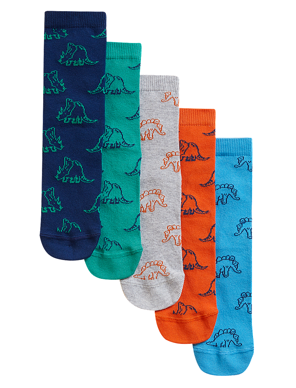 5pk Cotton Rich Dinosaur Socks