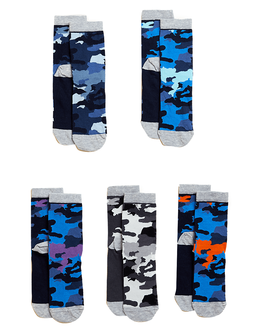 5pk Cotton Rich Camouflage Socks