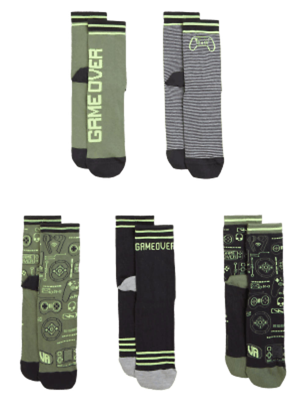 5pk Cotton Rich Gaming Socks