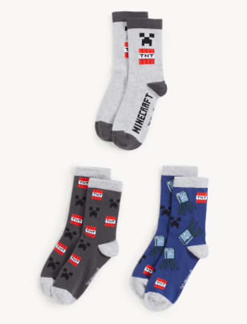 3pk Cotton Rich Minecraft™ Socks