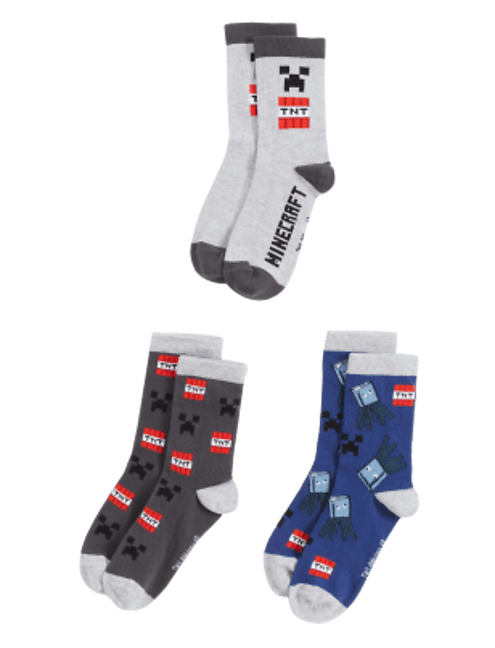 3pk Cotton Rich Minecraft™ Socks