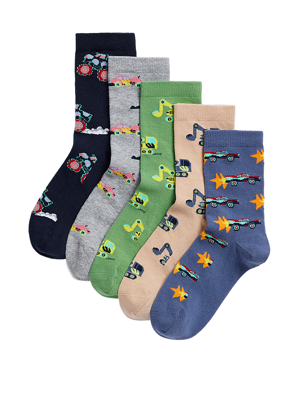 5pk Cotton Rich Transport Socks