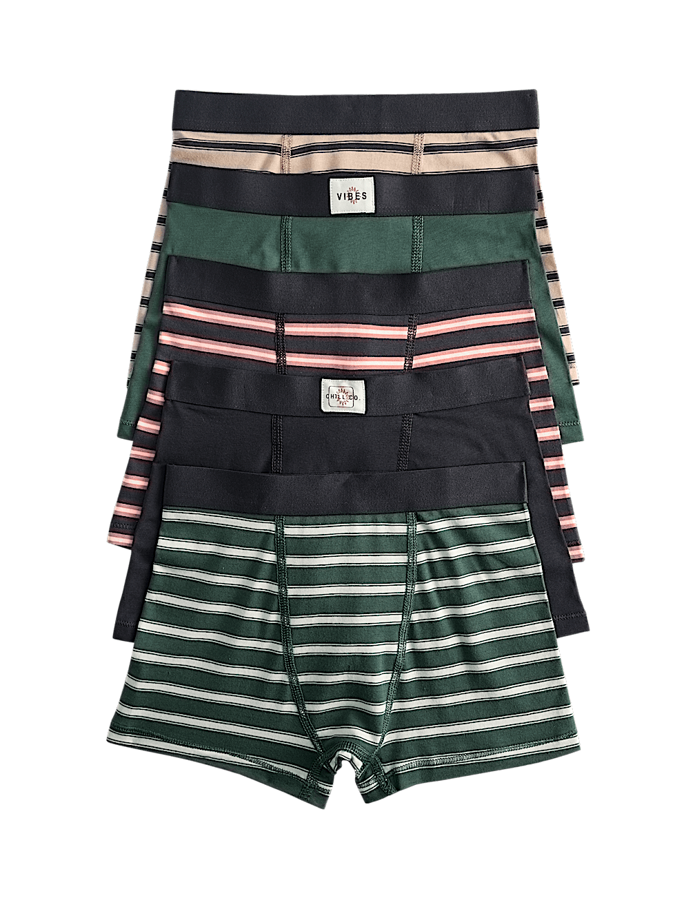 5pk Striped Cotton with Stretch Trunks (5-16 Yrs)