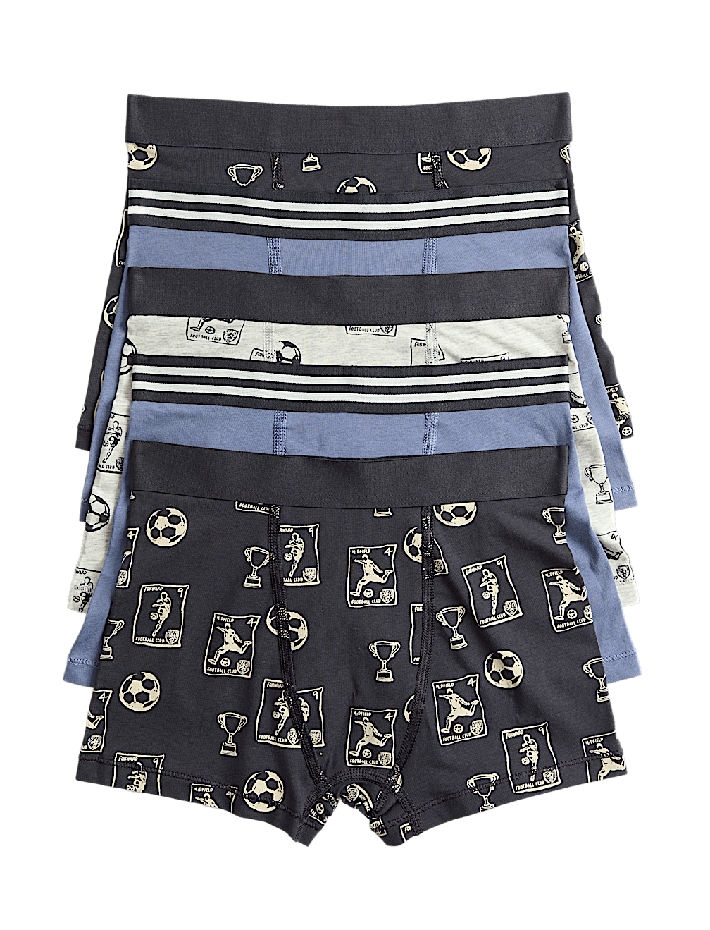 5 Pack Cotton Rich Football Trunks (5-16 Yrs)