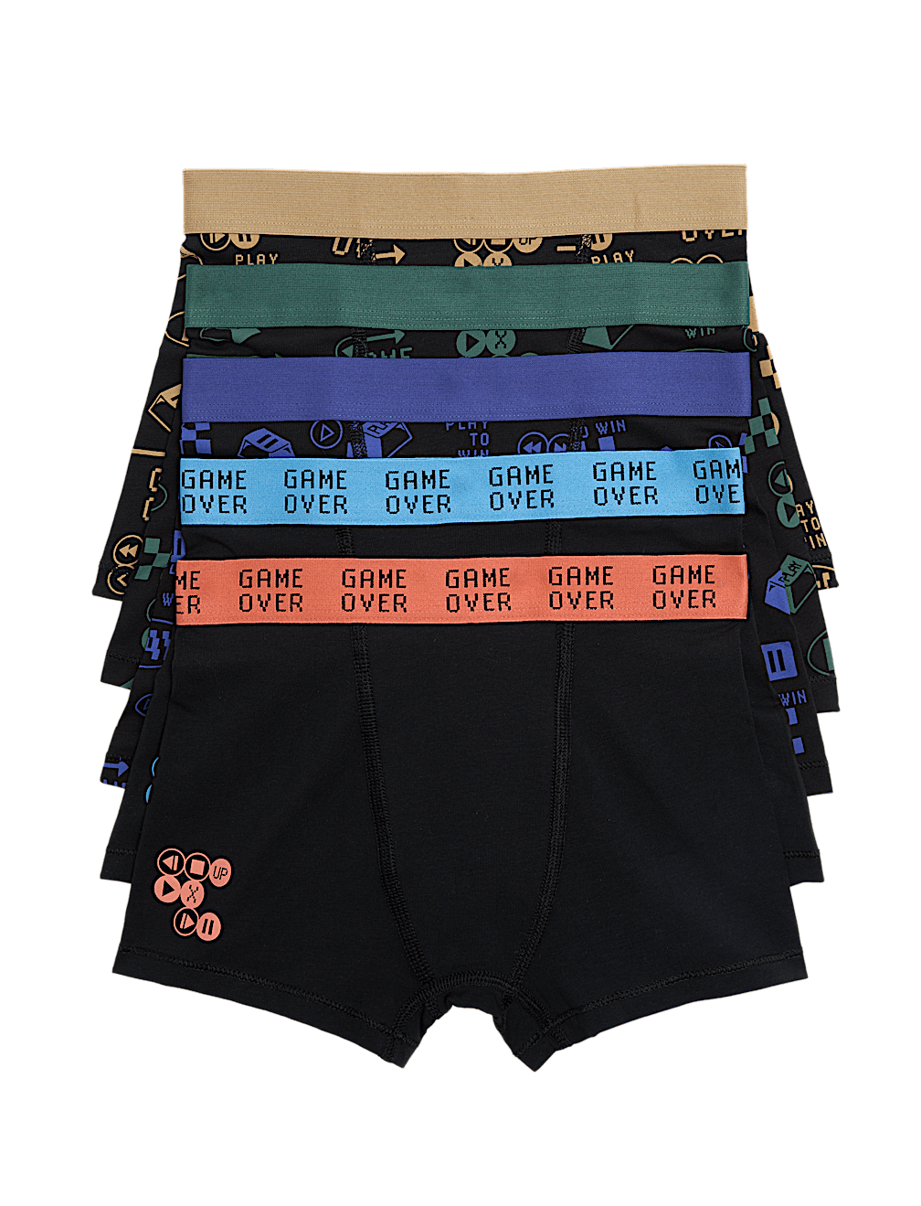 5 Pack Cotton Rich Gaming Trunks (5-16 Yrs)