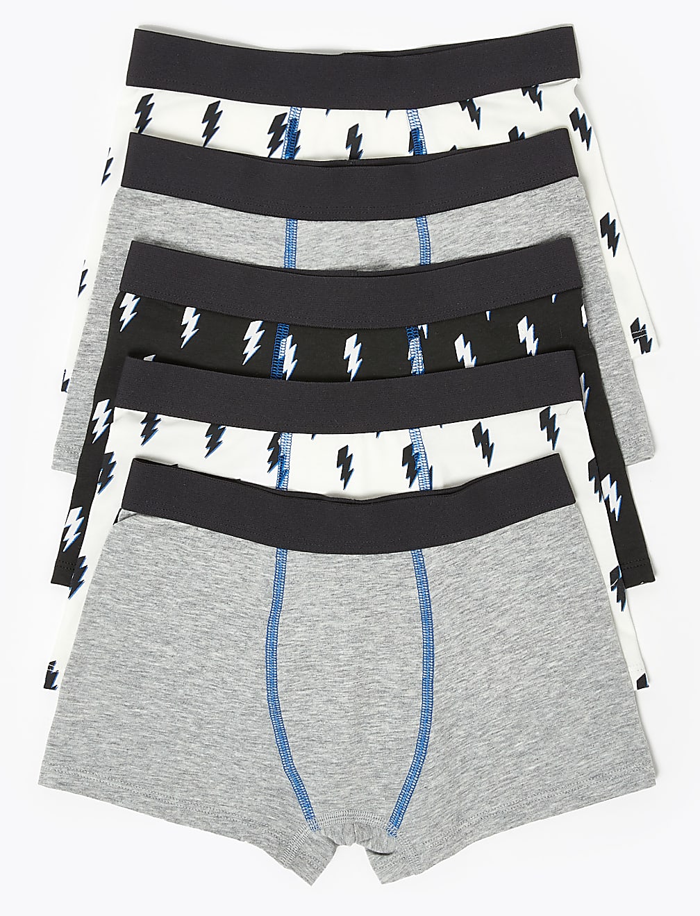 5 Pack Cotton with Stretch Lightning Trunks