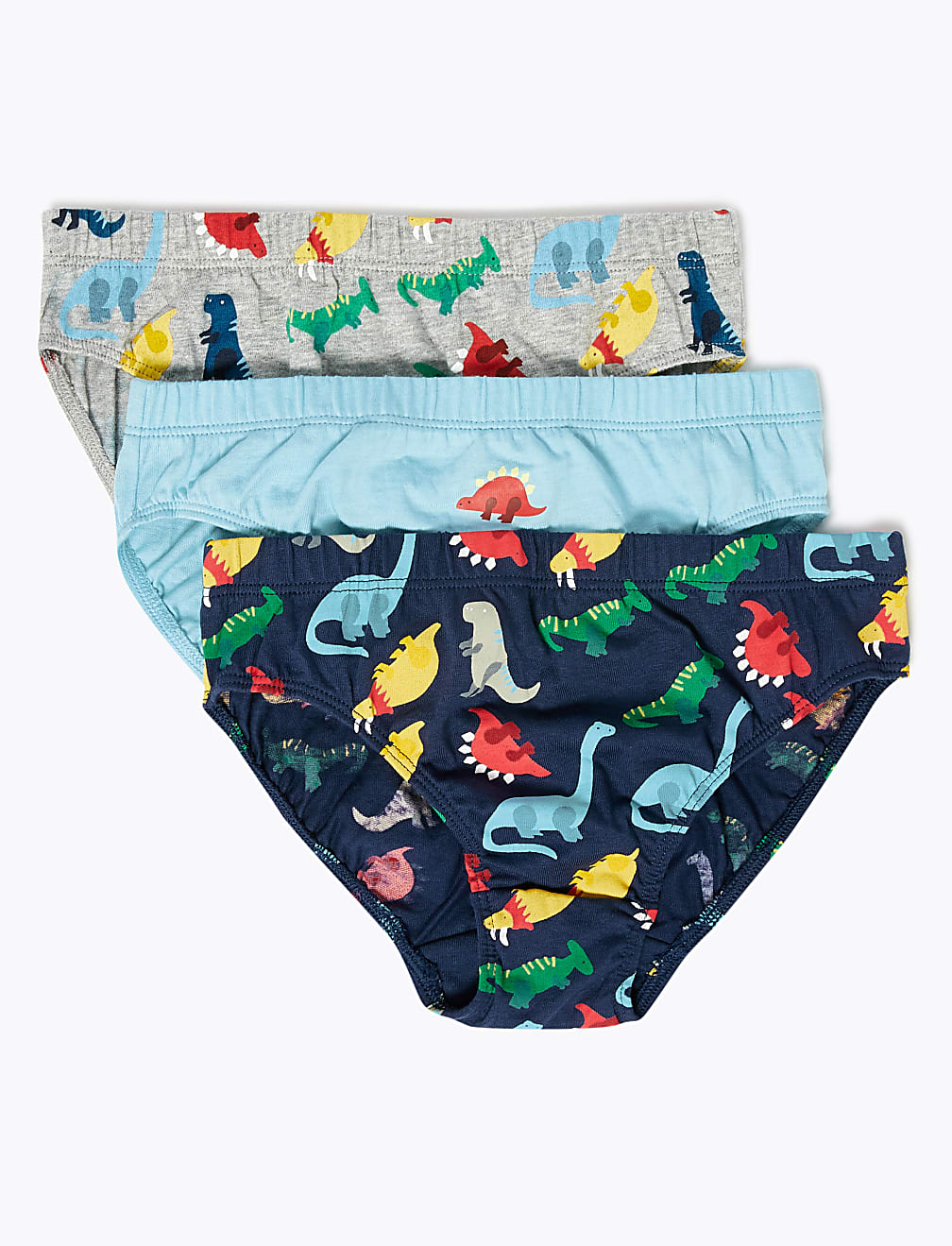7pk Pure Cotton Dinosaur Briefs (2-7 Yrs)