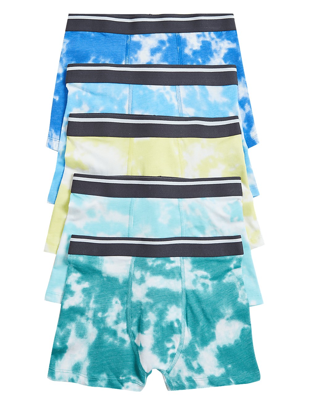 5pk Cotton Rich Tie Dye Trunks (2-16 Yrs)