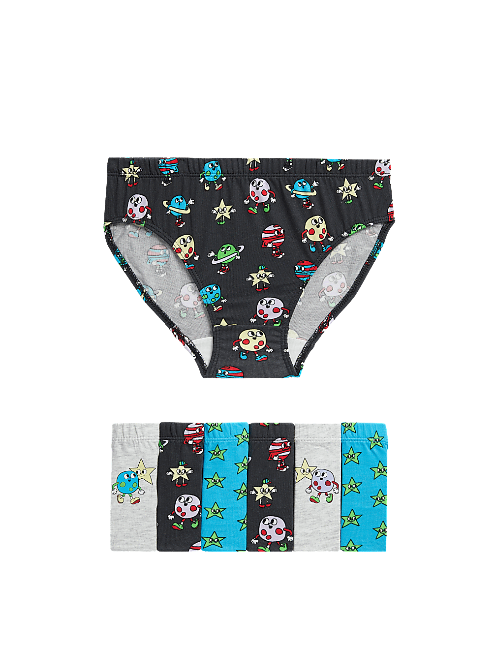 7pk Pure Cotton Space Briefs (2-8 Yrs)