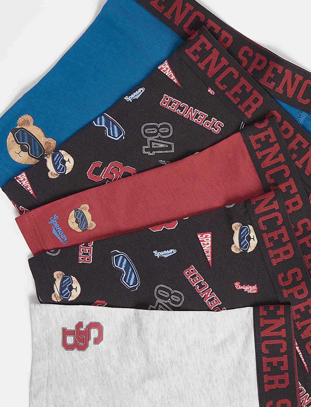 5pk Cotton with Stretch Spencer Bear™ Trunks (5-14 Yrs)