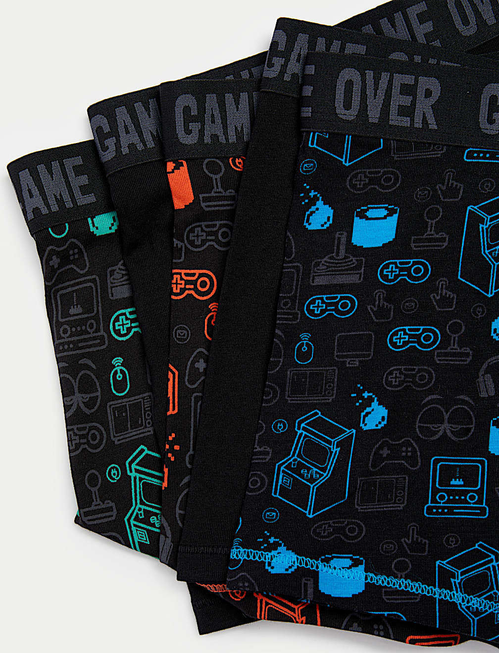 5pk Cotton with Stretch Gaming Trunks (5-16 Yrs)