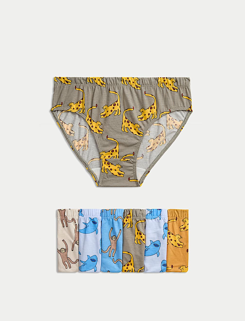 7pk Pure Cotton Animal Print Briefs (2-8 Yrs)