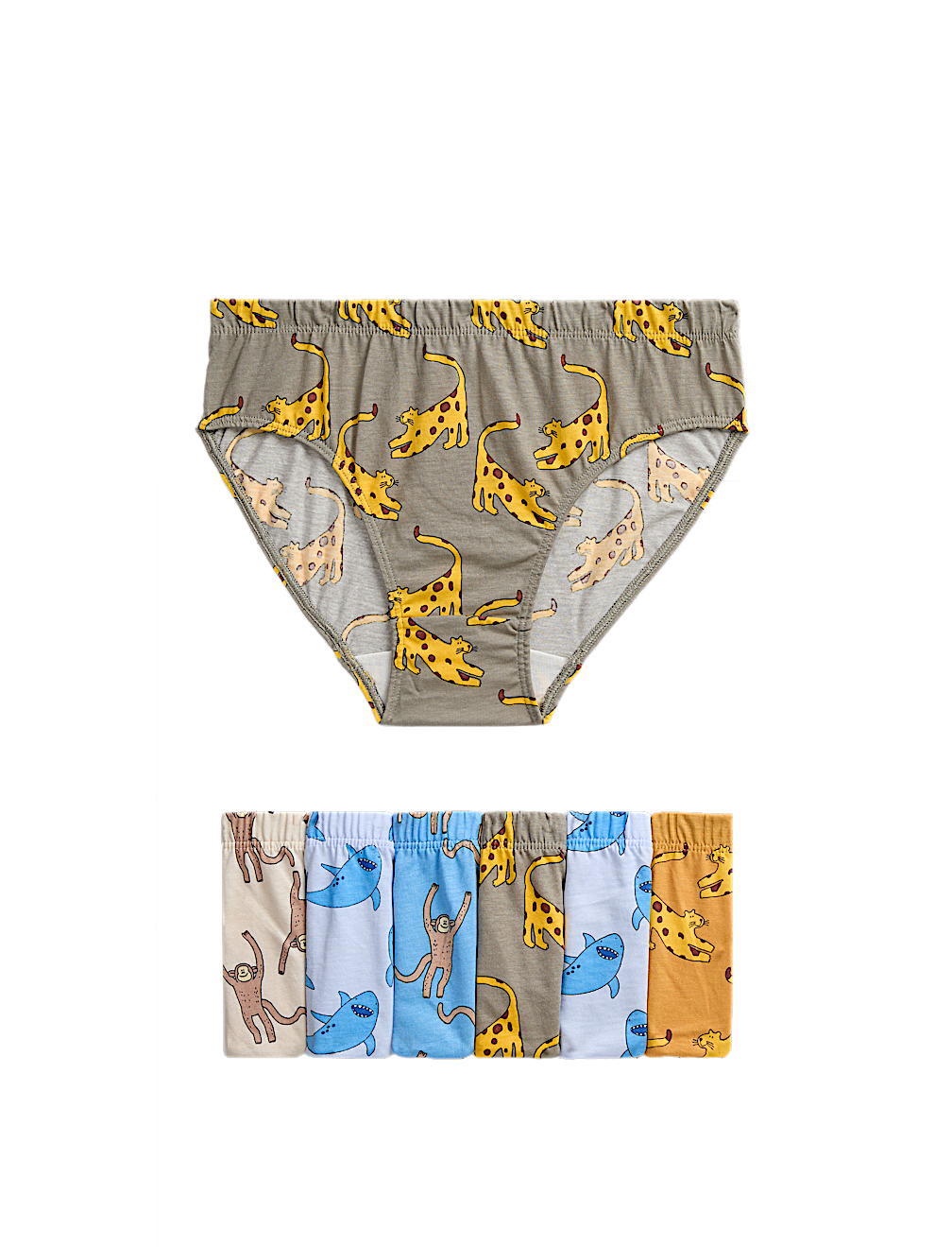 7pk Pure Cotton Animal Print Briefs (2-8 Yrs)