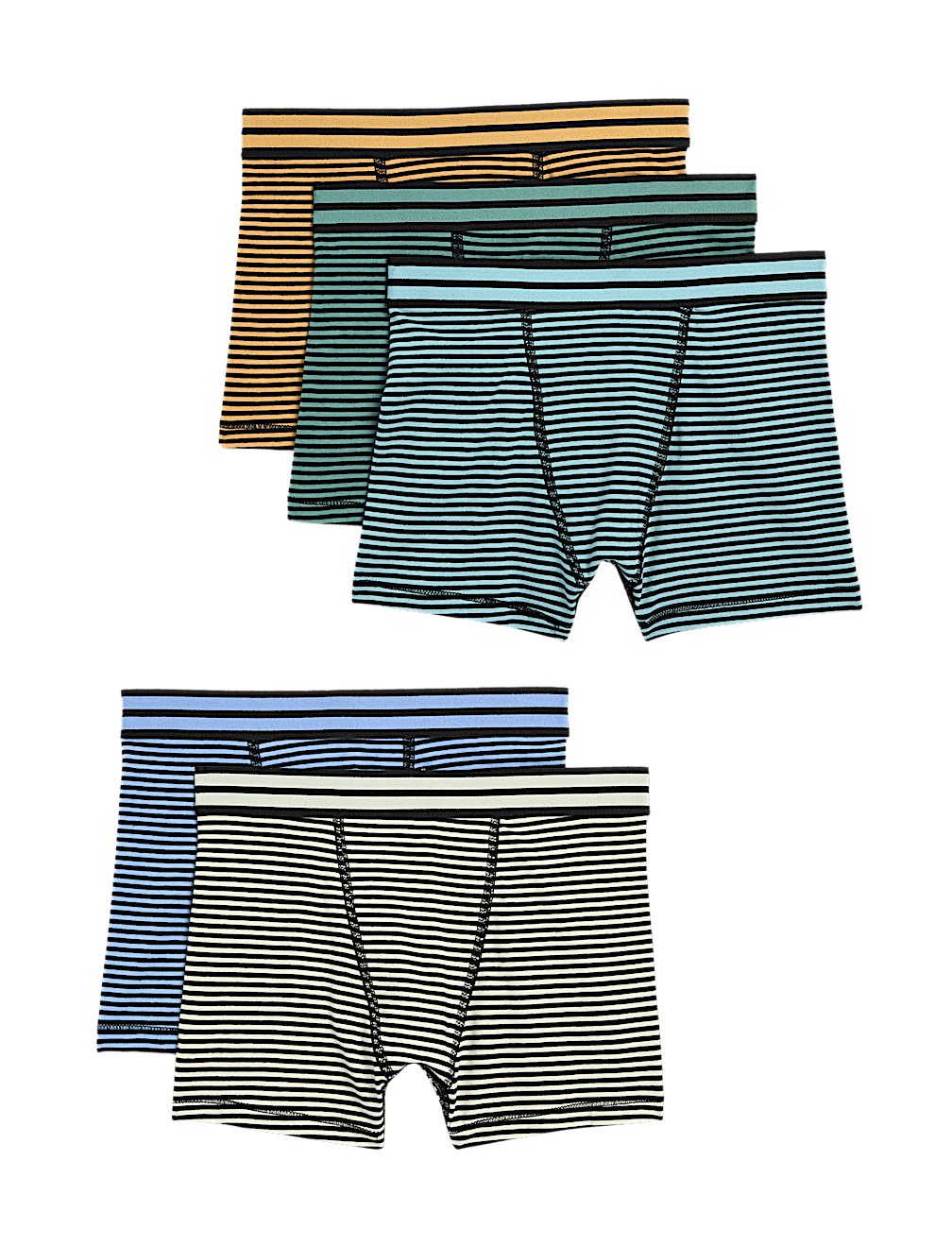 5pk Cotton with Stretch Striped Trunks (5-16 Yrs)