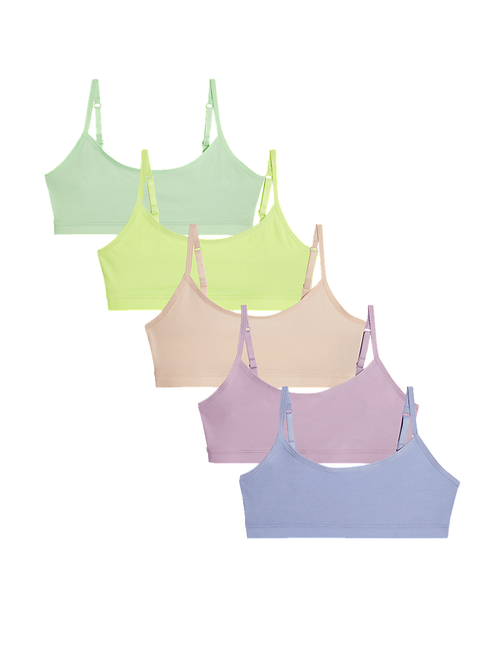 5pk Cotton Rich Crop Tops (6-16 Yrs)