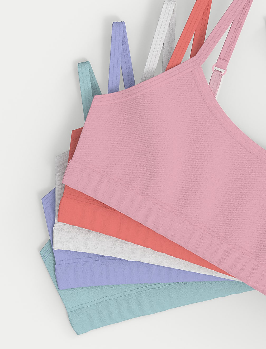 5pk Cotton with Stretch Crop Tops (6-16 Yrs)