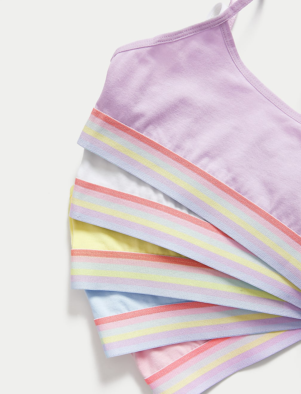 5pk Cotton with Stretch Rainbow Crop Tops (6-16 Yrs)