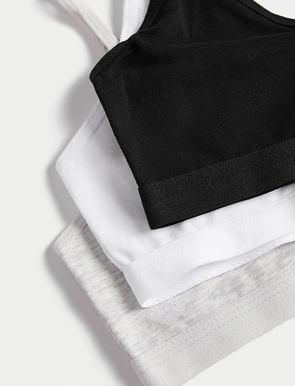 3pk Cotton with Stretch Crop Tops (6-16 Yrs)