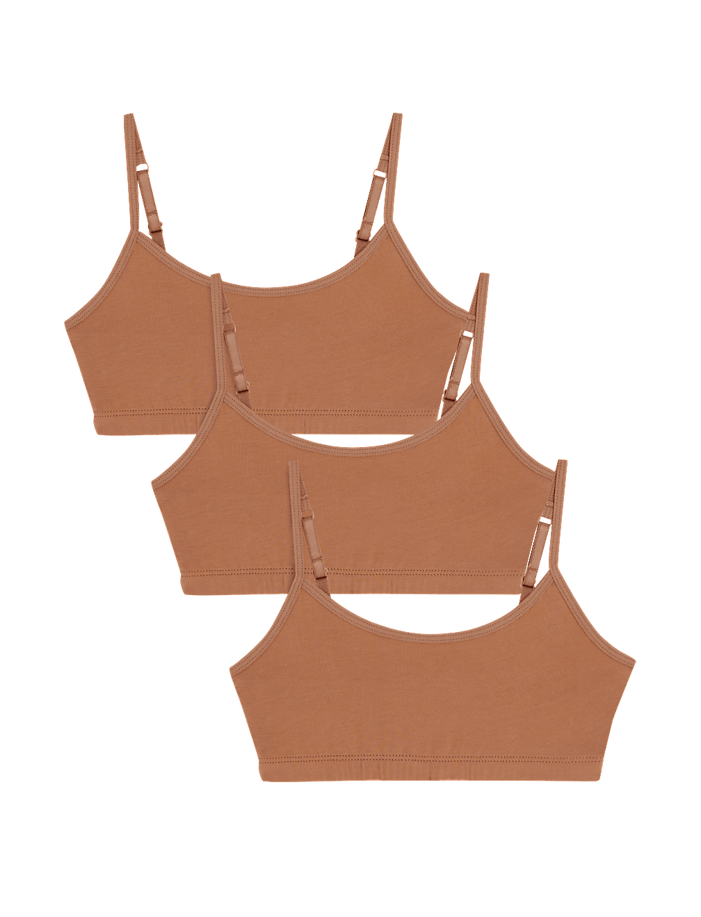 3pk Cotton with Stretch Crop Tops (6-16 Yrs)
