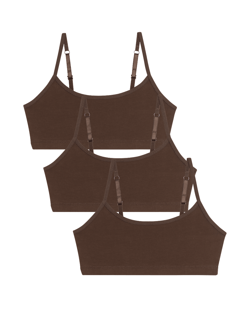 3pk Cotton with Stretch Crop Tops (6-16 Yrs)
