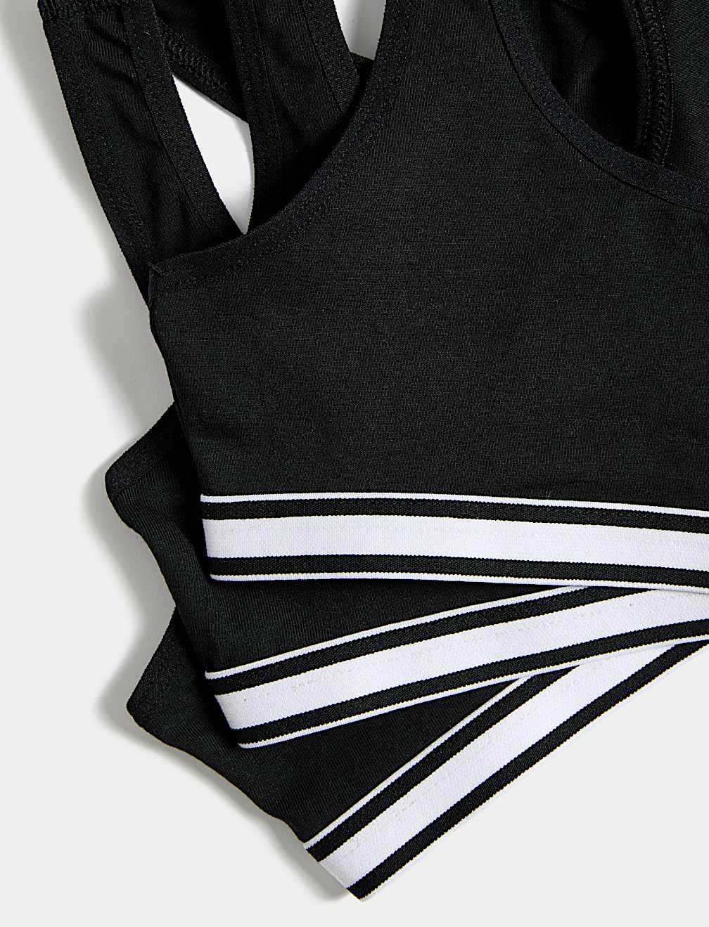 3pk Cotton with Stretch Racer Back Crop Tops (6-16 Yrs)