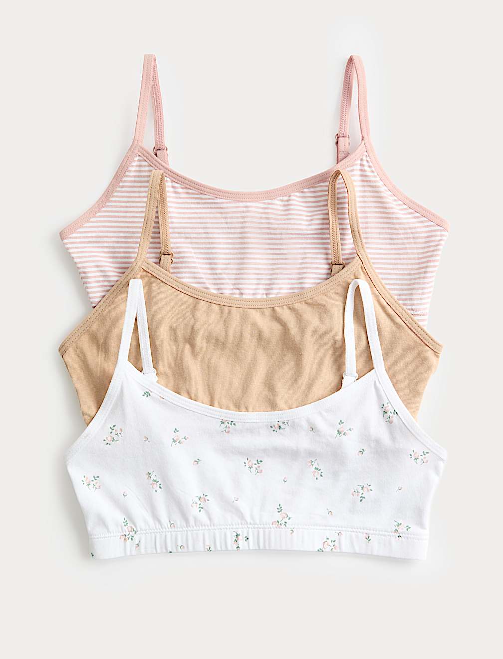 3 Pack Cotton Rich Ribbed Crop Tops (6-16 Yrs)