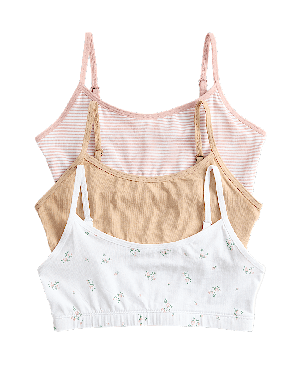3 Pack Cotton Rich Ribbed Crop Tops (6-16 Yrs)