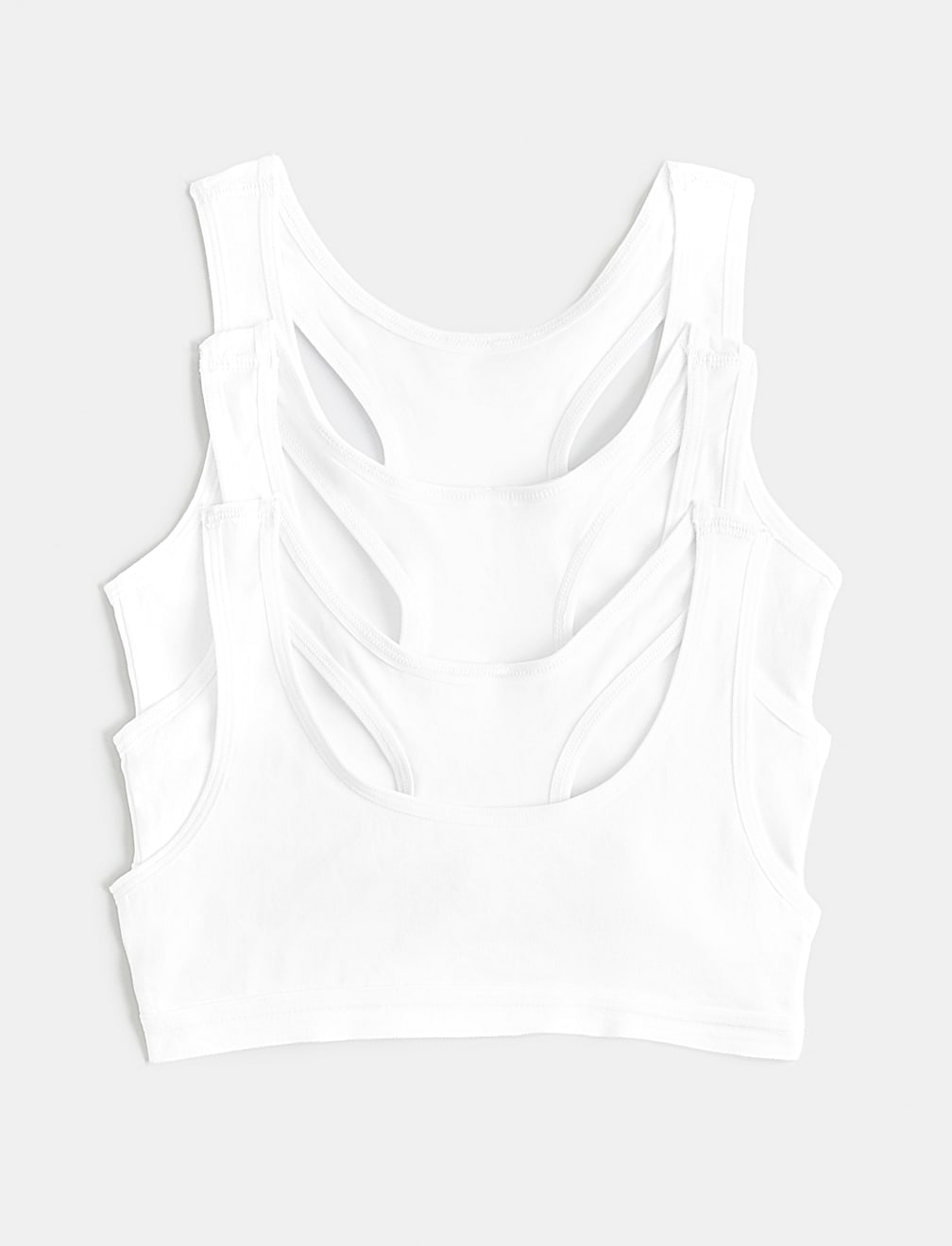 3 Pack Cotton with Stretch Crop Tops (6-16 Yrs)
