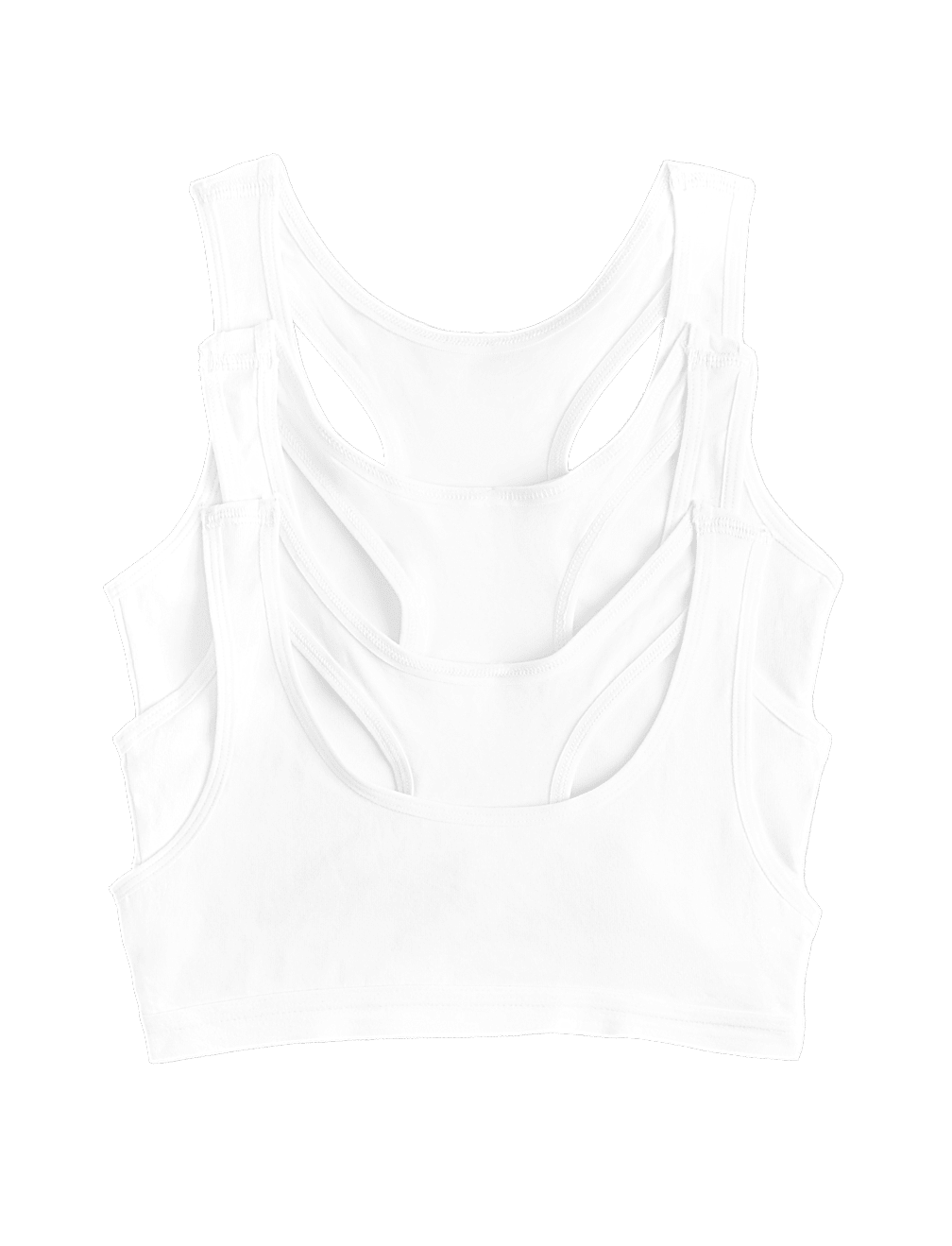 3 Pack Cotton with Stretch Crop Tops (6-16 Yrs)